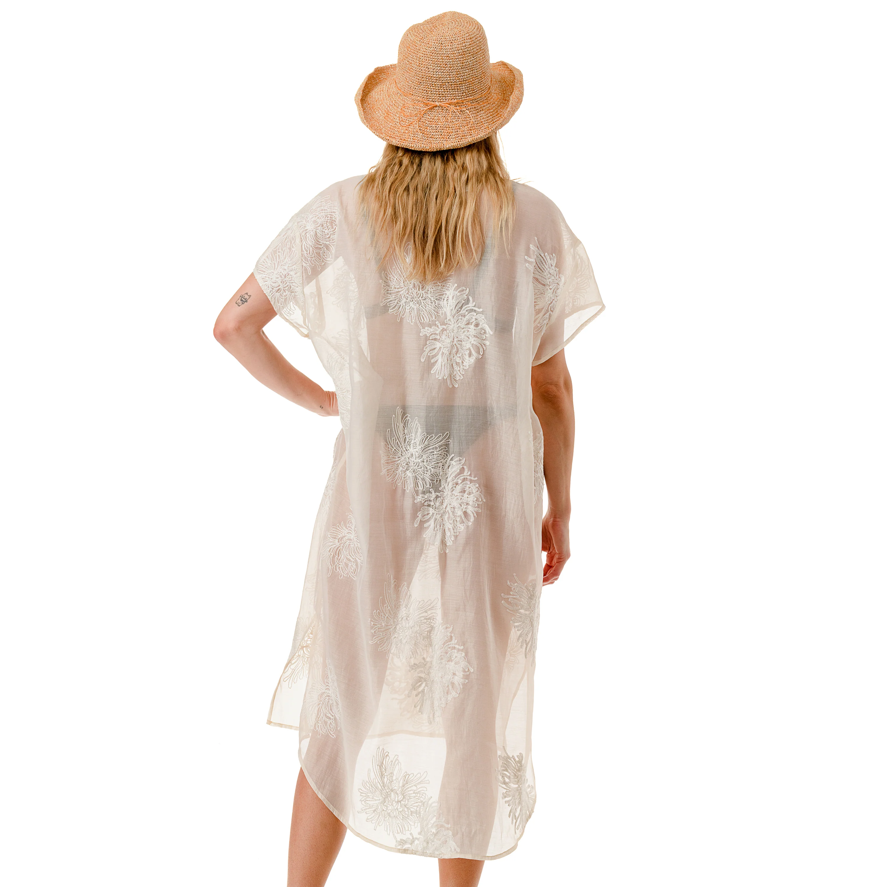 Embroidered Sheer Caftan - Image 2