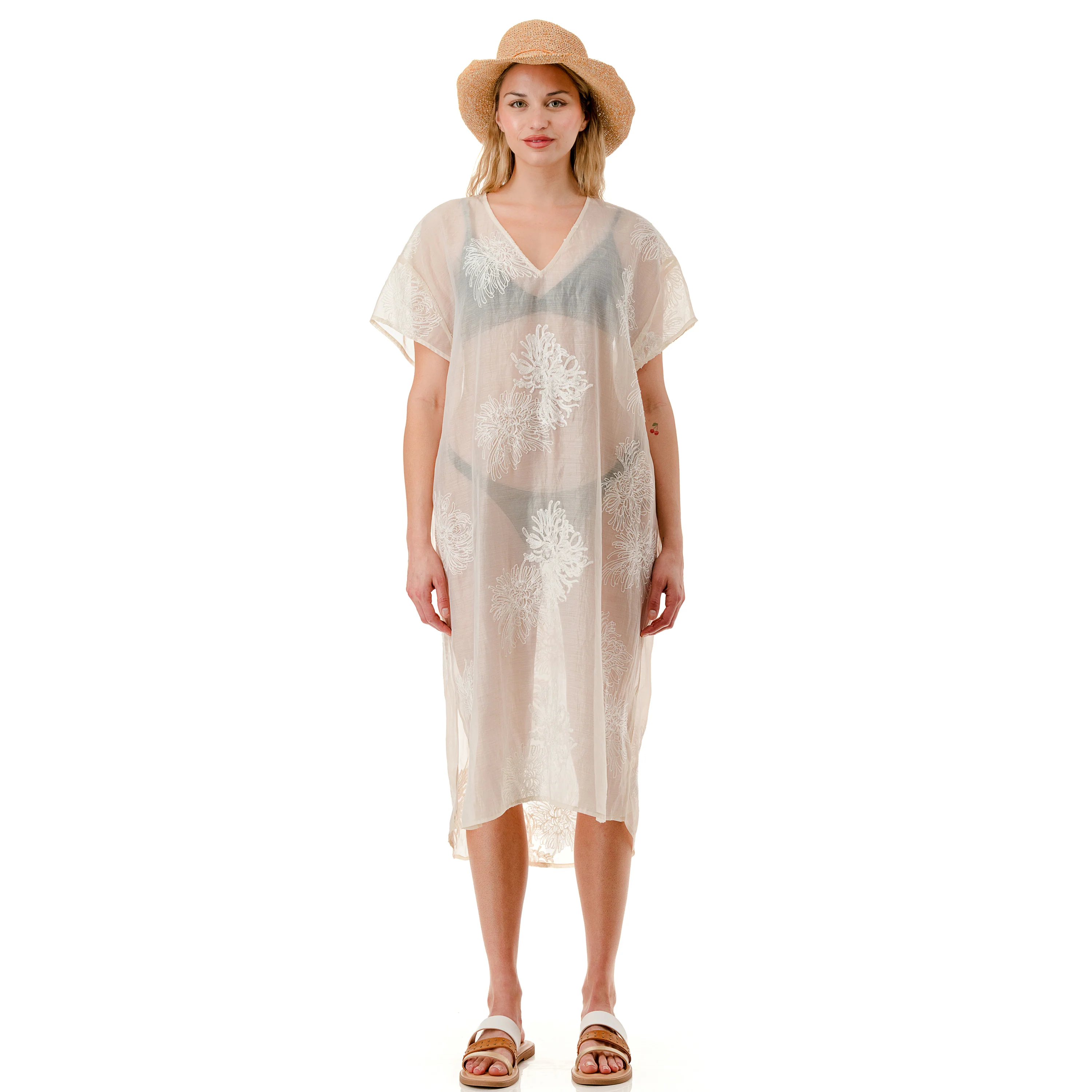 Embroidered Sheer Caftan - Image 3