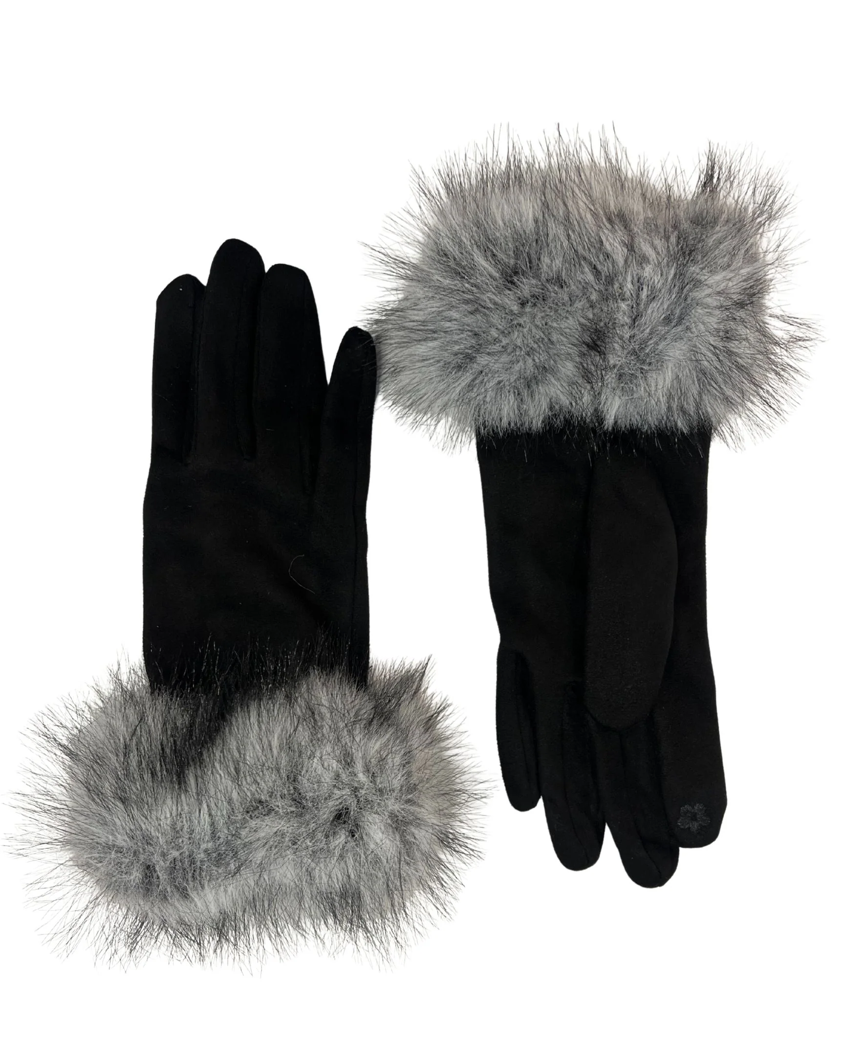 Vegan Suede Glove with Fux Fur Cuff