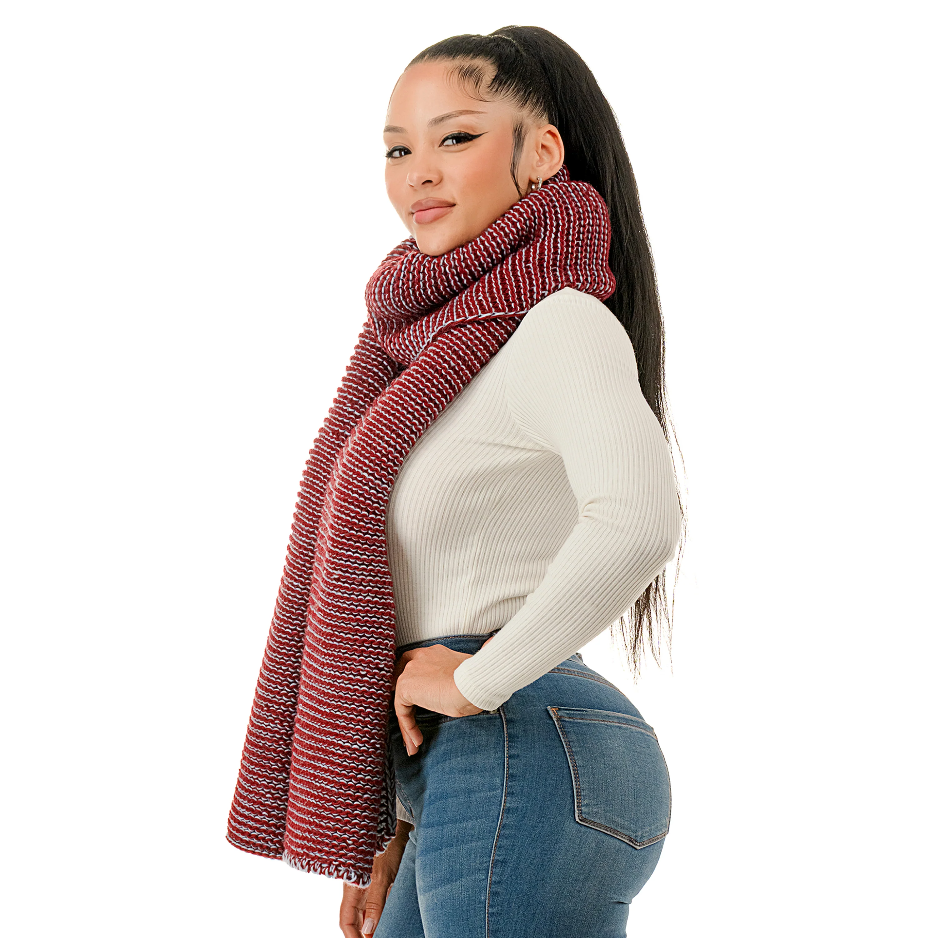 Knit Two Tone Scarf - Image 2