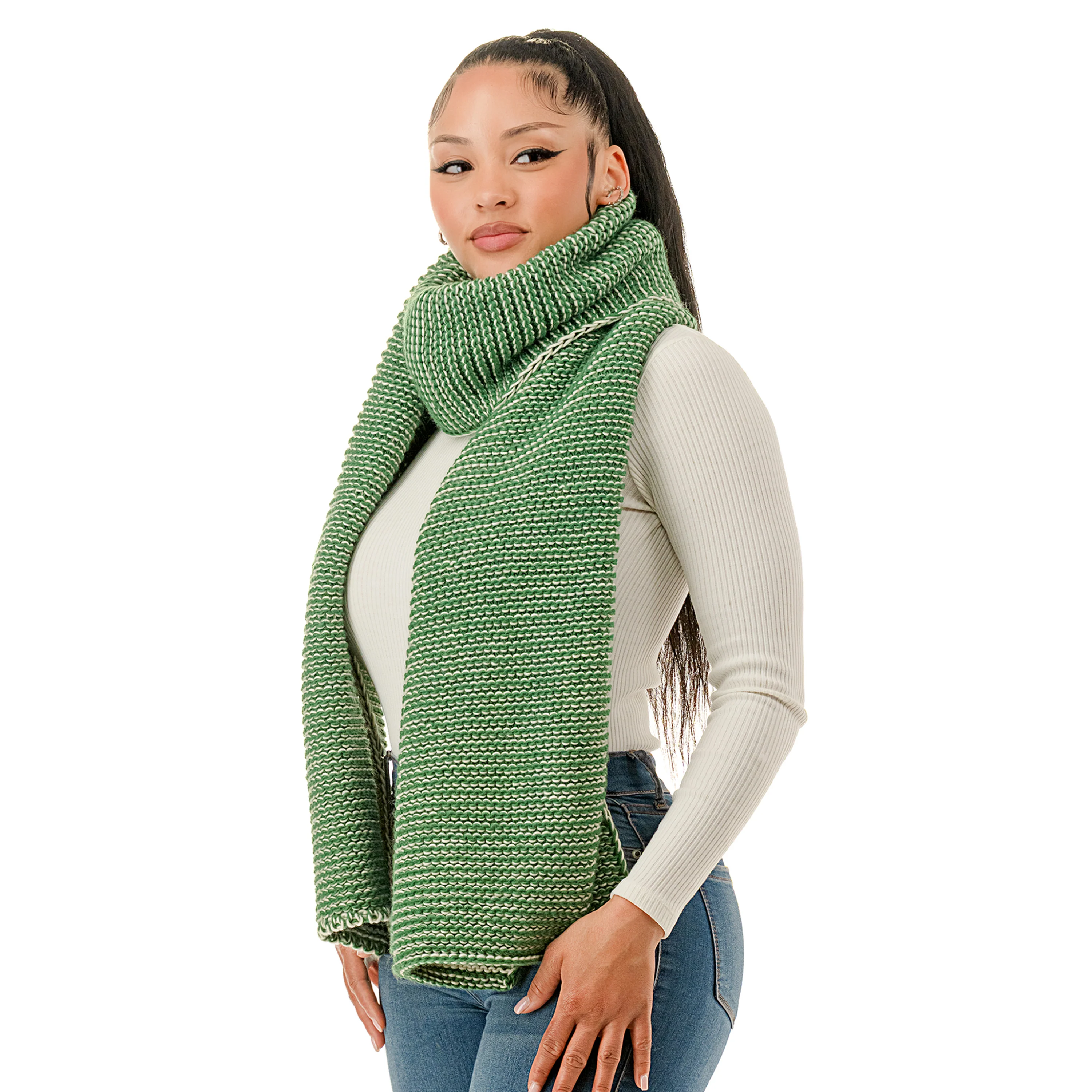 Knit Two Tone Scarf - Image 6