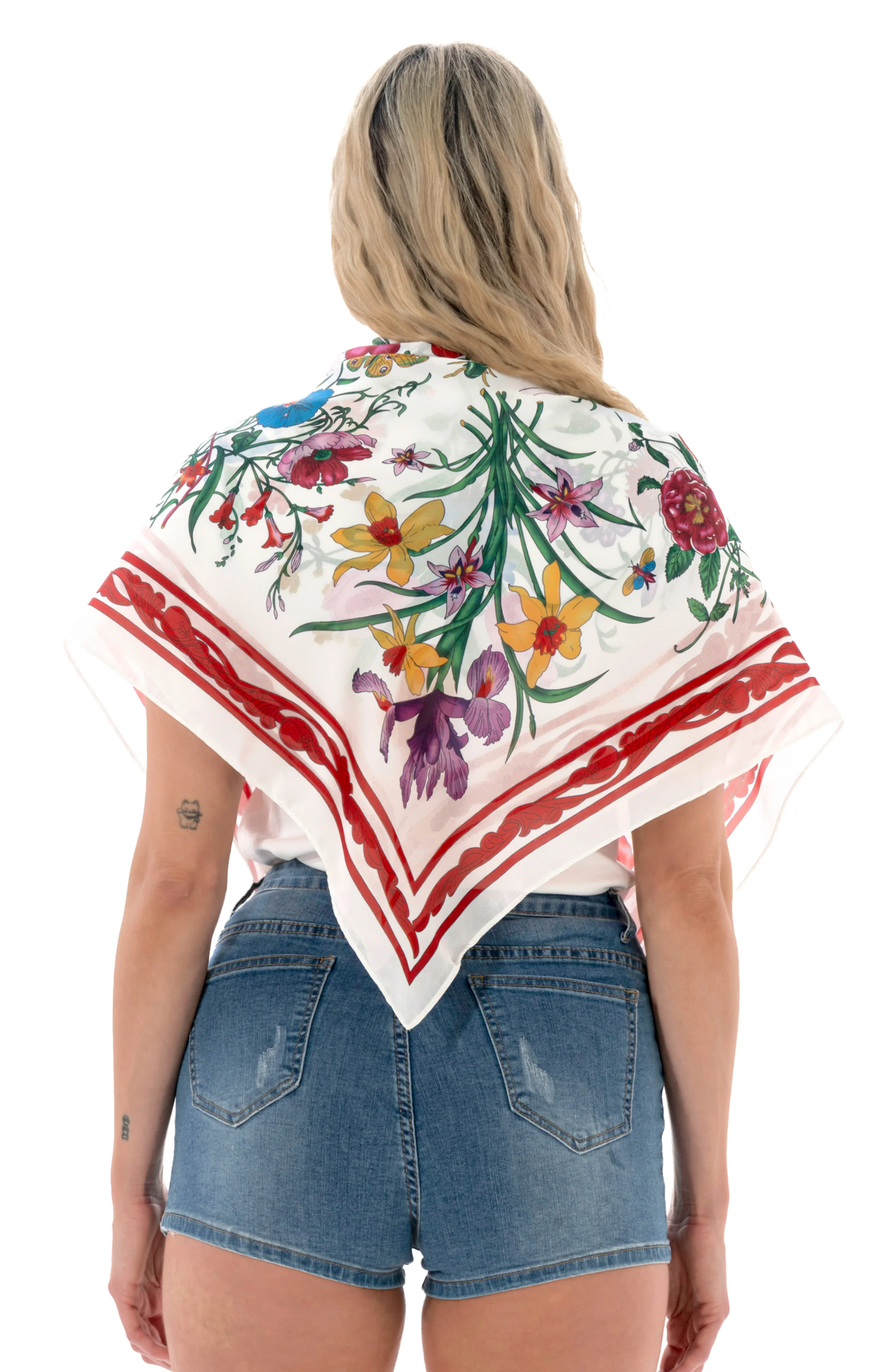 Satin Floral Scarf - Image 3