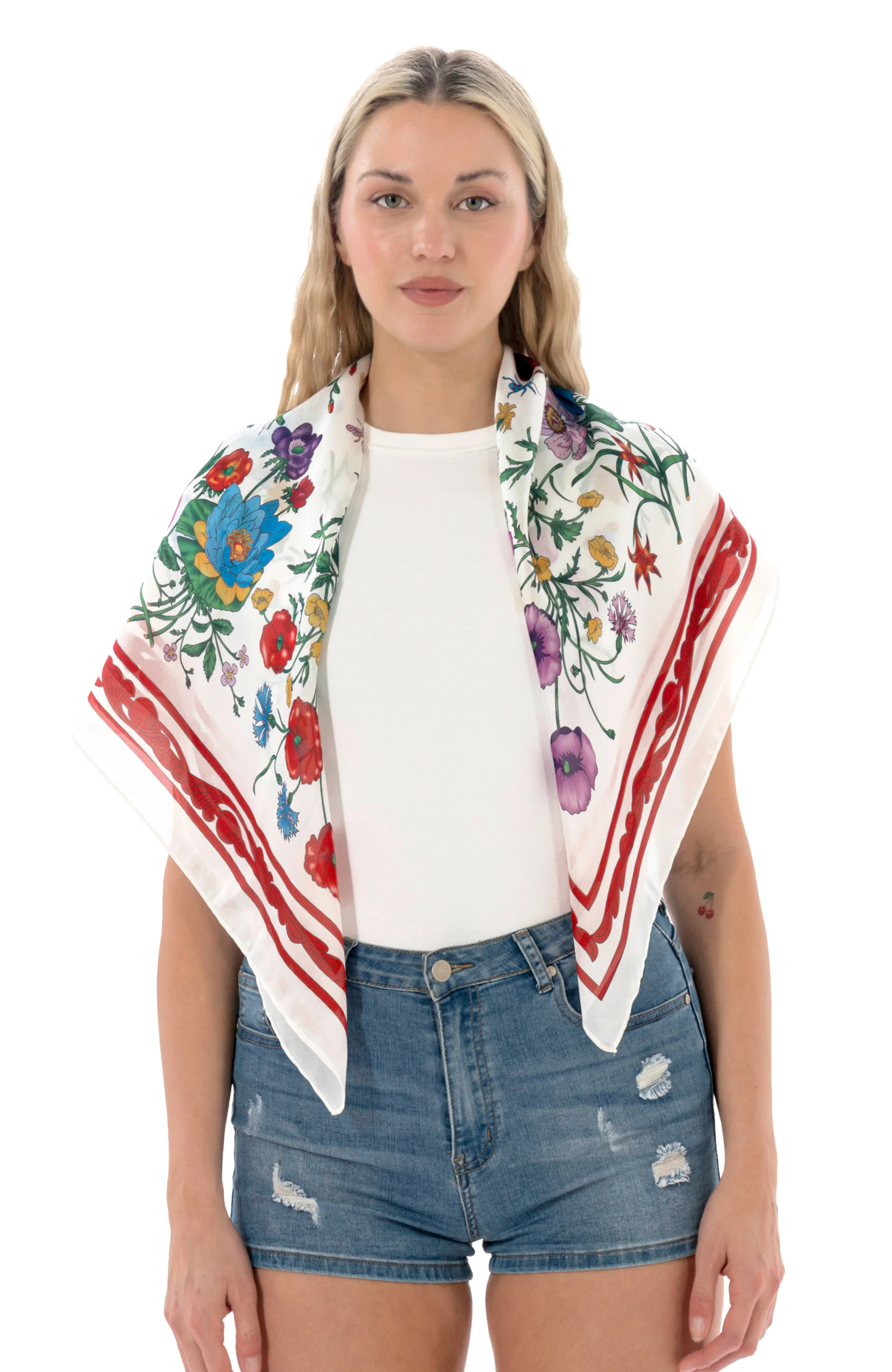 Satin Floral Scarf - Image 4