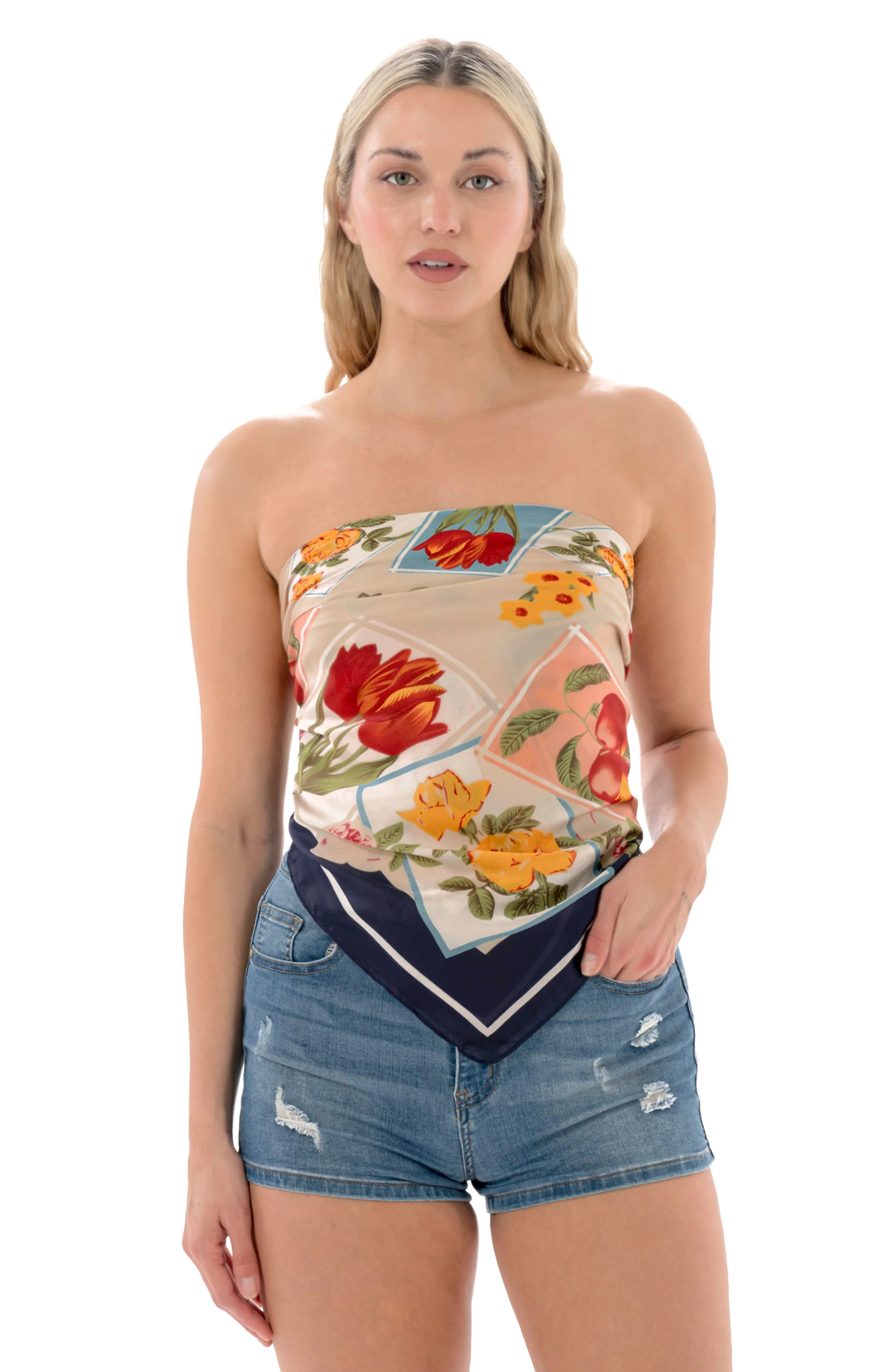 Satin Floral Scarf - Image 4