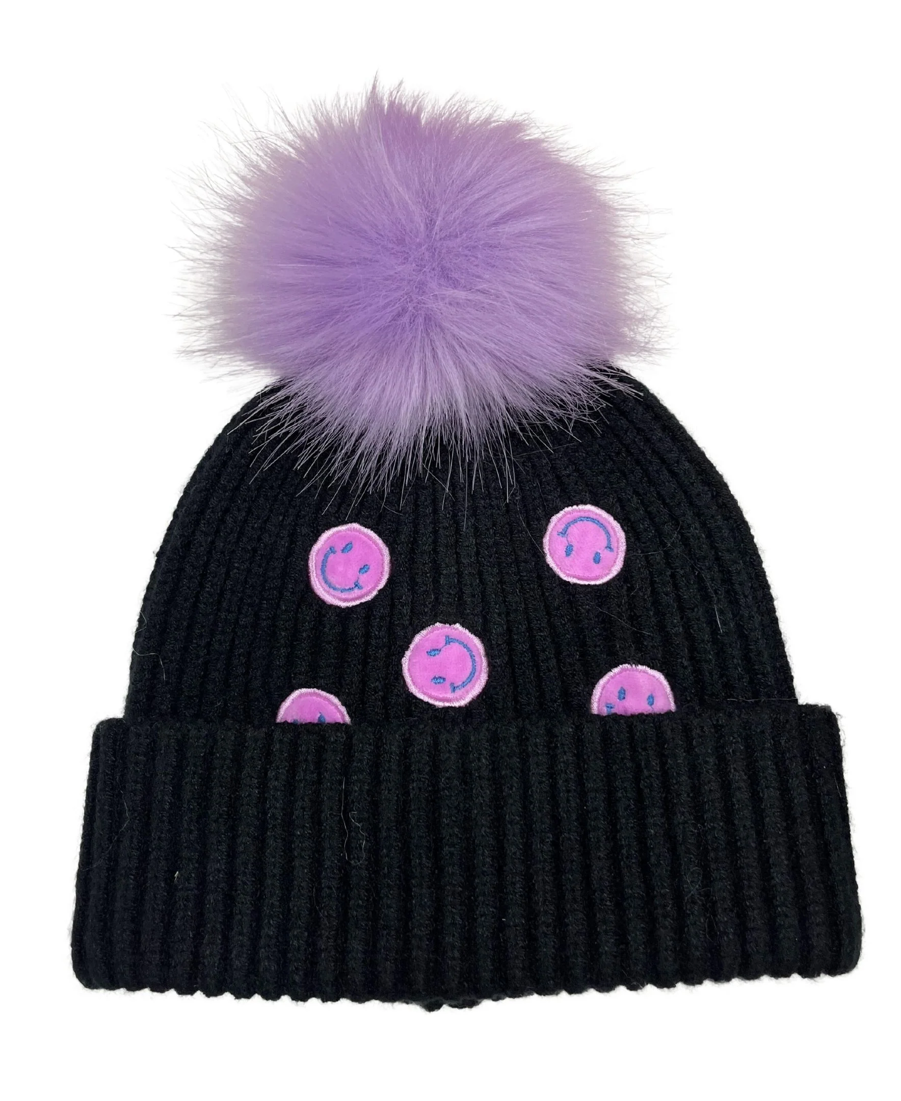 Kids Smiley Knit Pom Beanie - Image 2
