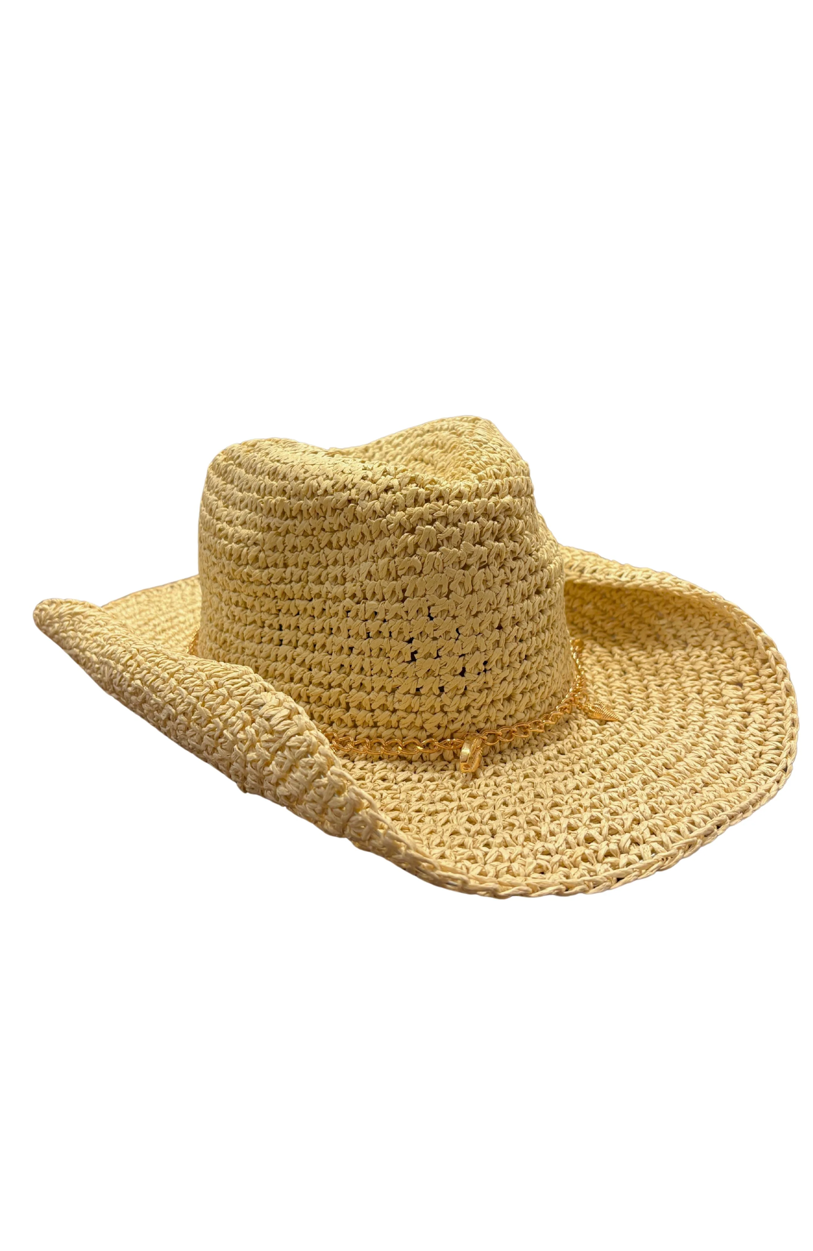 Straw Cowboy With Seashell Charm Trim