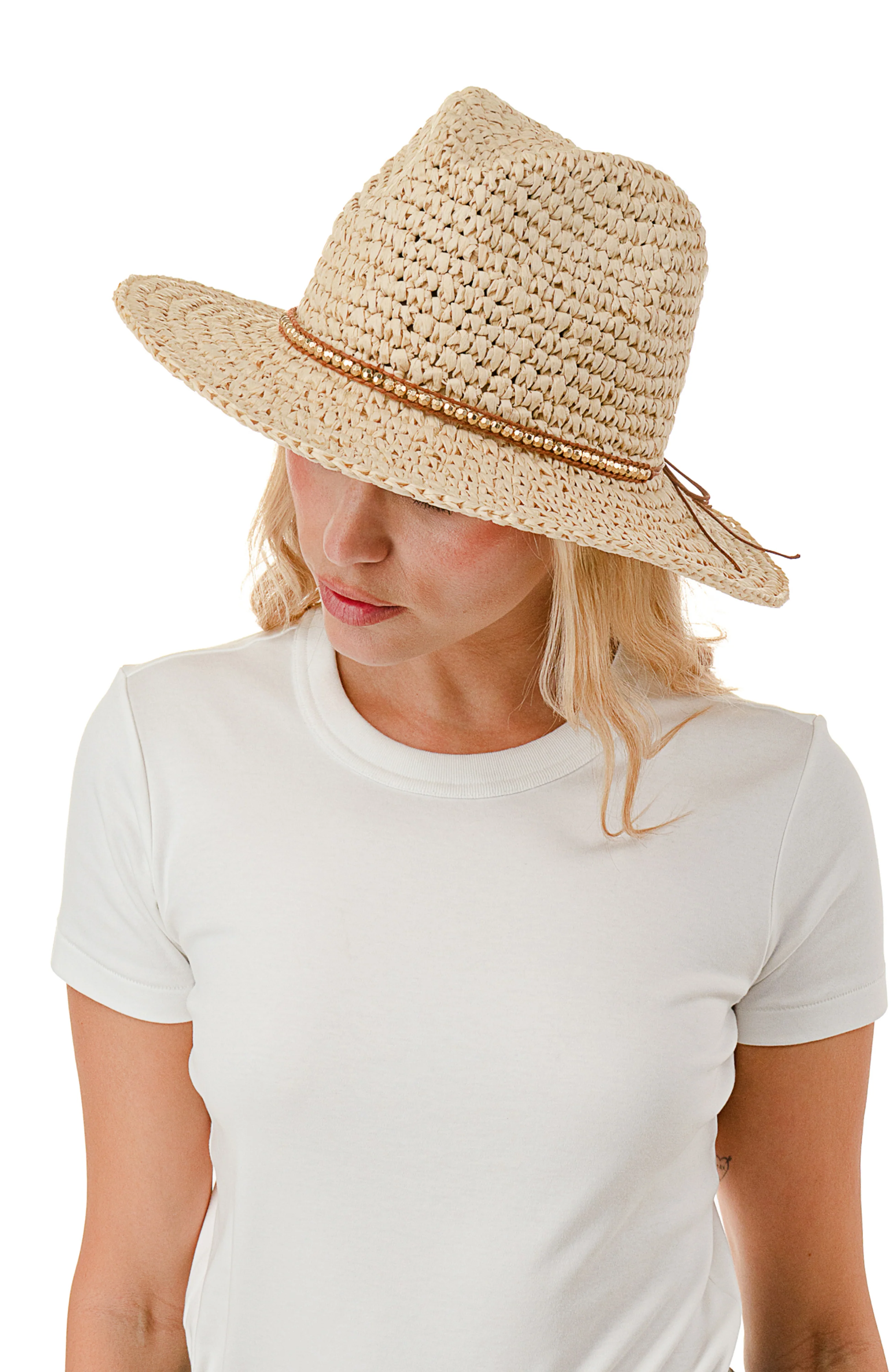Straw Panama with Beaded Trim - Image 2