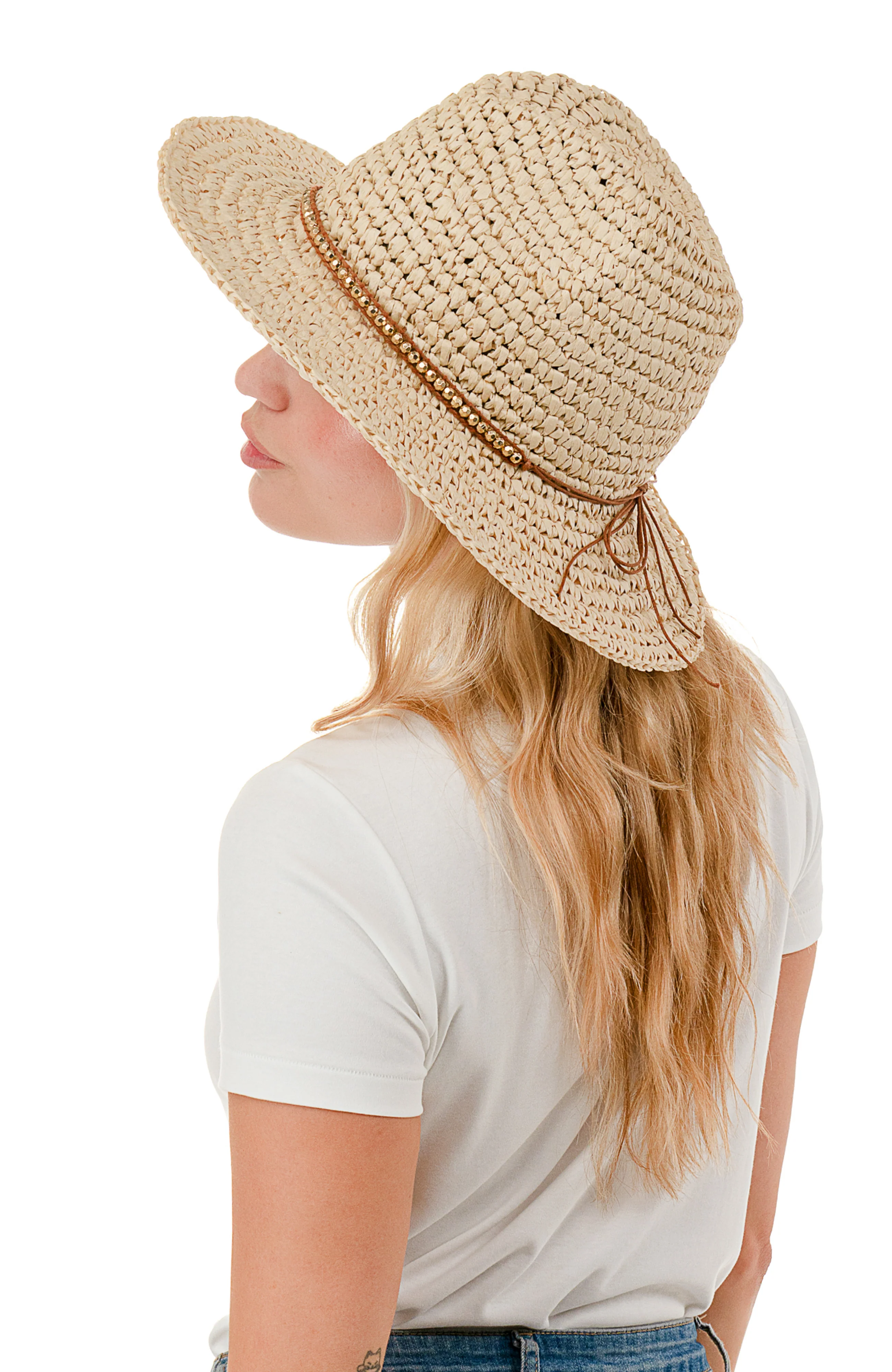 Straw Panama with Beaded Trim - Image 4