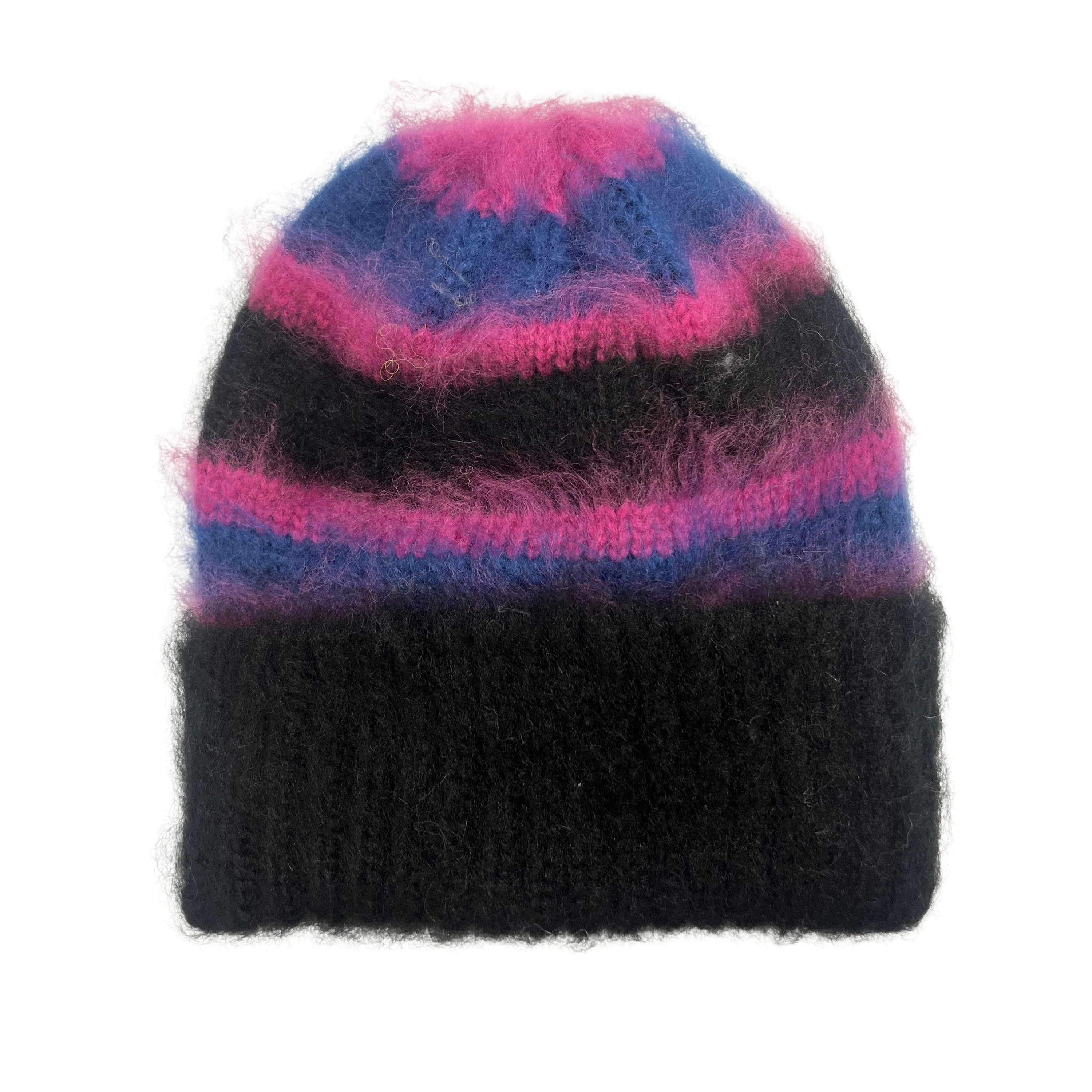 Stripe Fuzzy Hair Beanie - Image 4