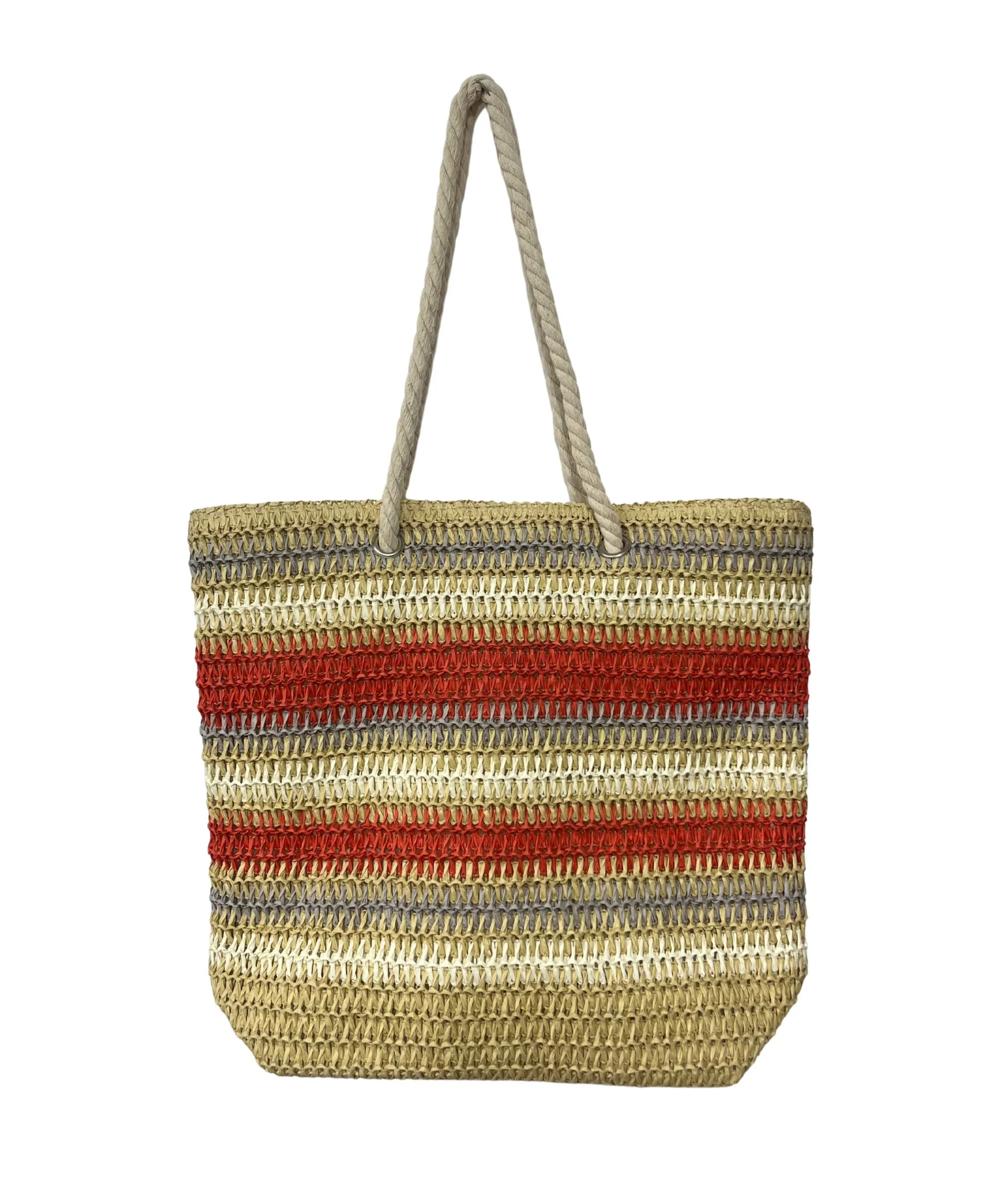 Stripe Straw Tote - Image 2