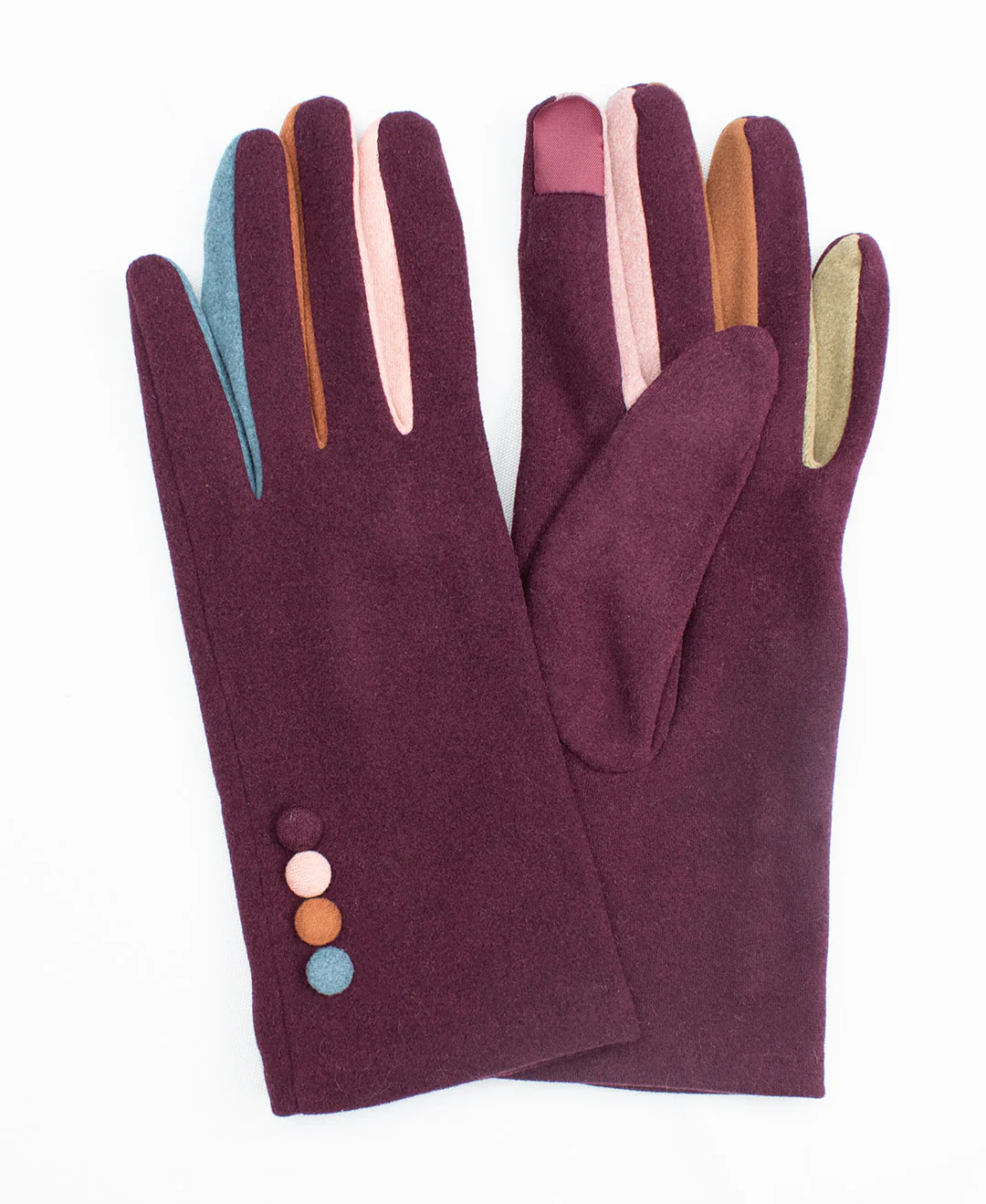 Vegan Suede Multicolor Finger E-touch Glove - Image 4
