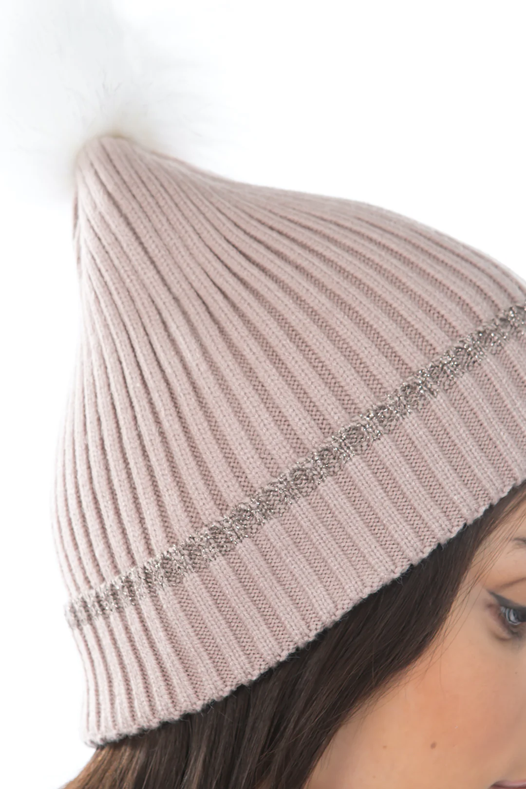 Ribbed Cuff Beanie with Pom - Image 5