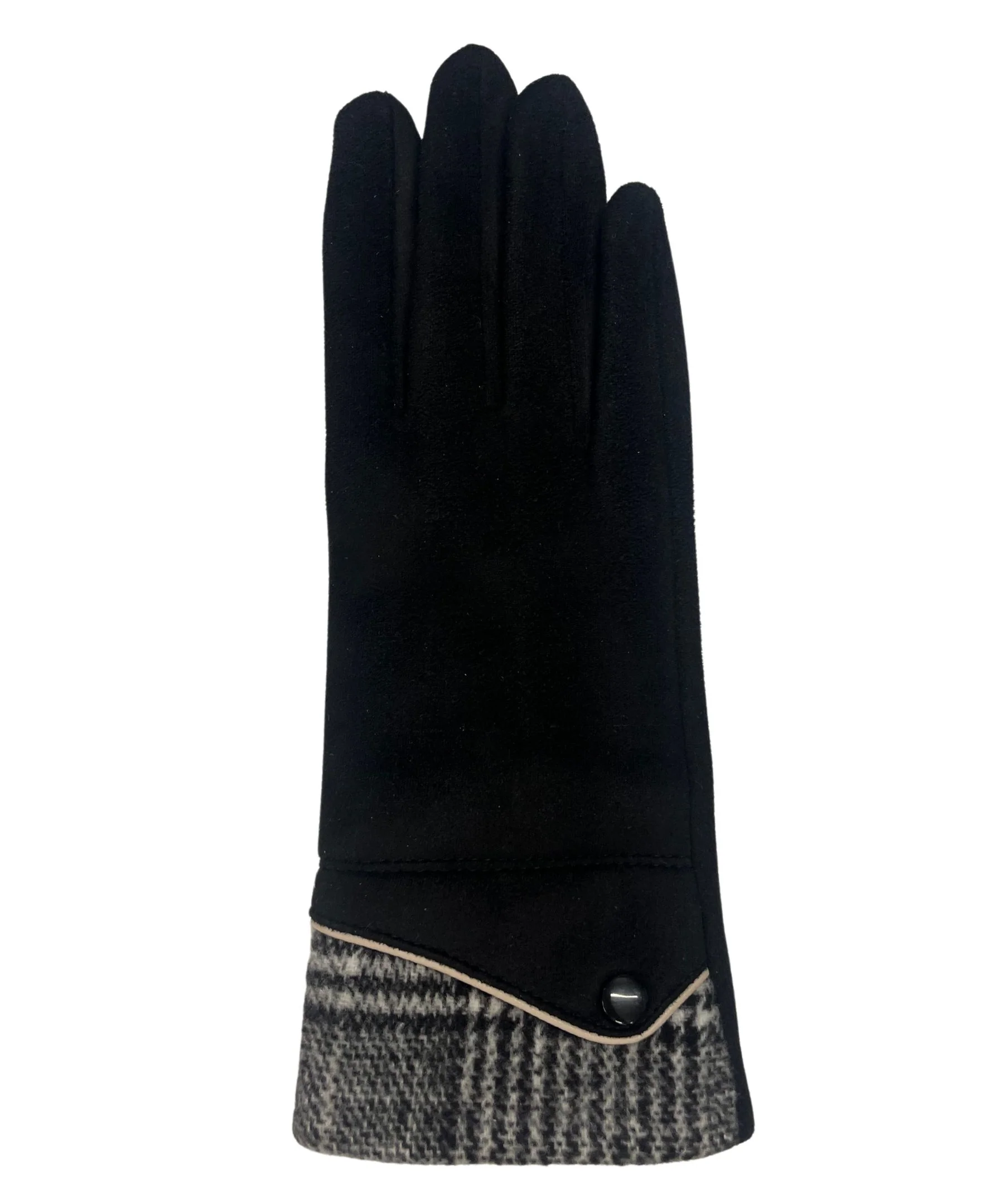 Suede Glove With Plaid Detail