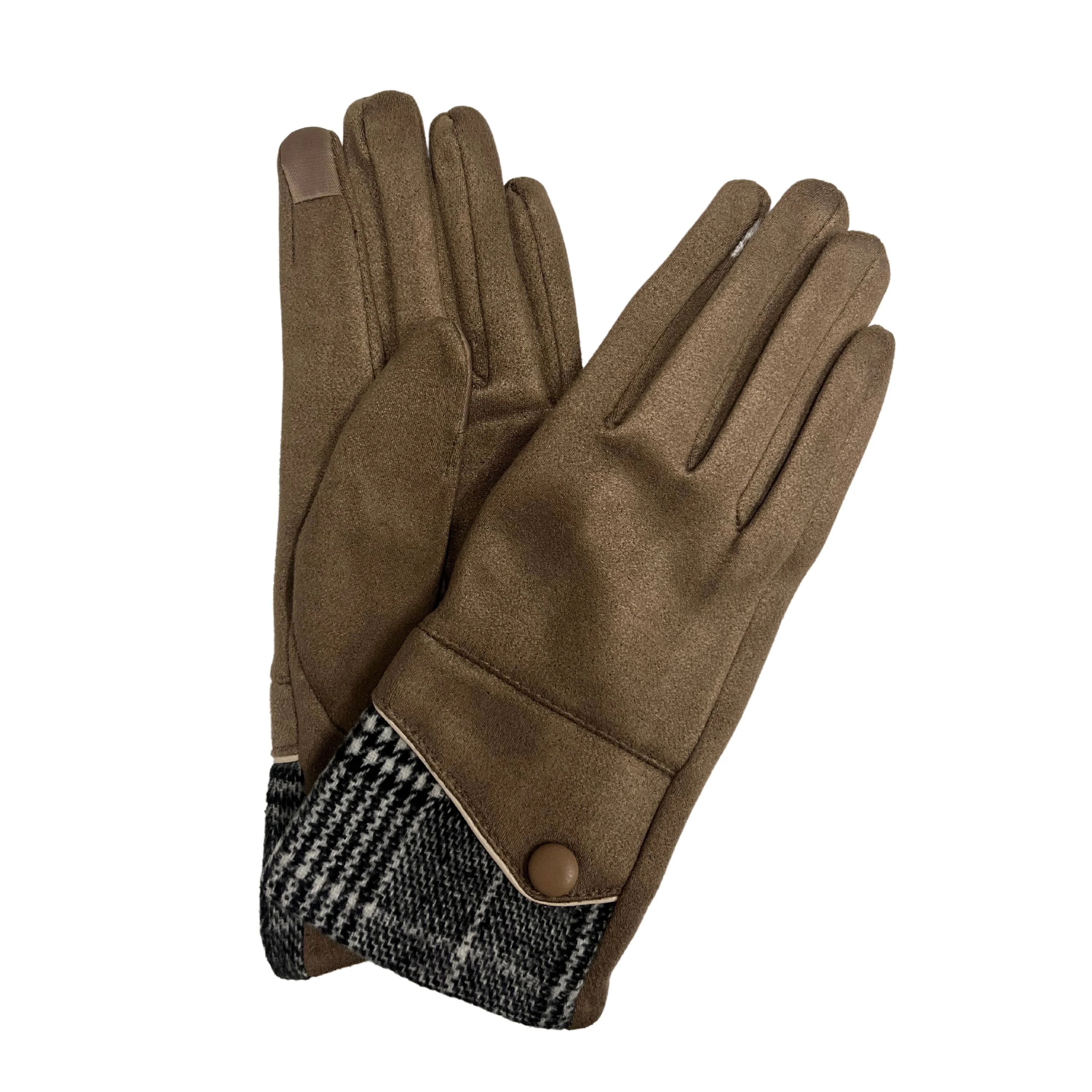 Suede Glove With Plaid Detail - Image 2
