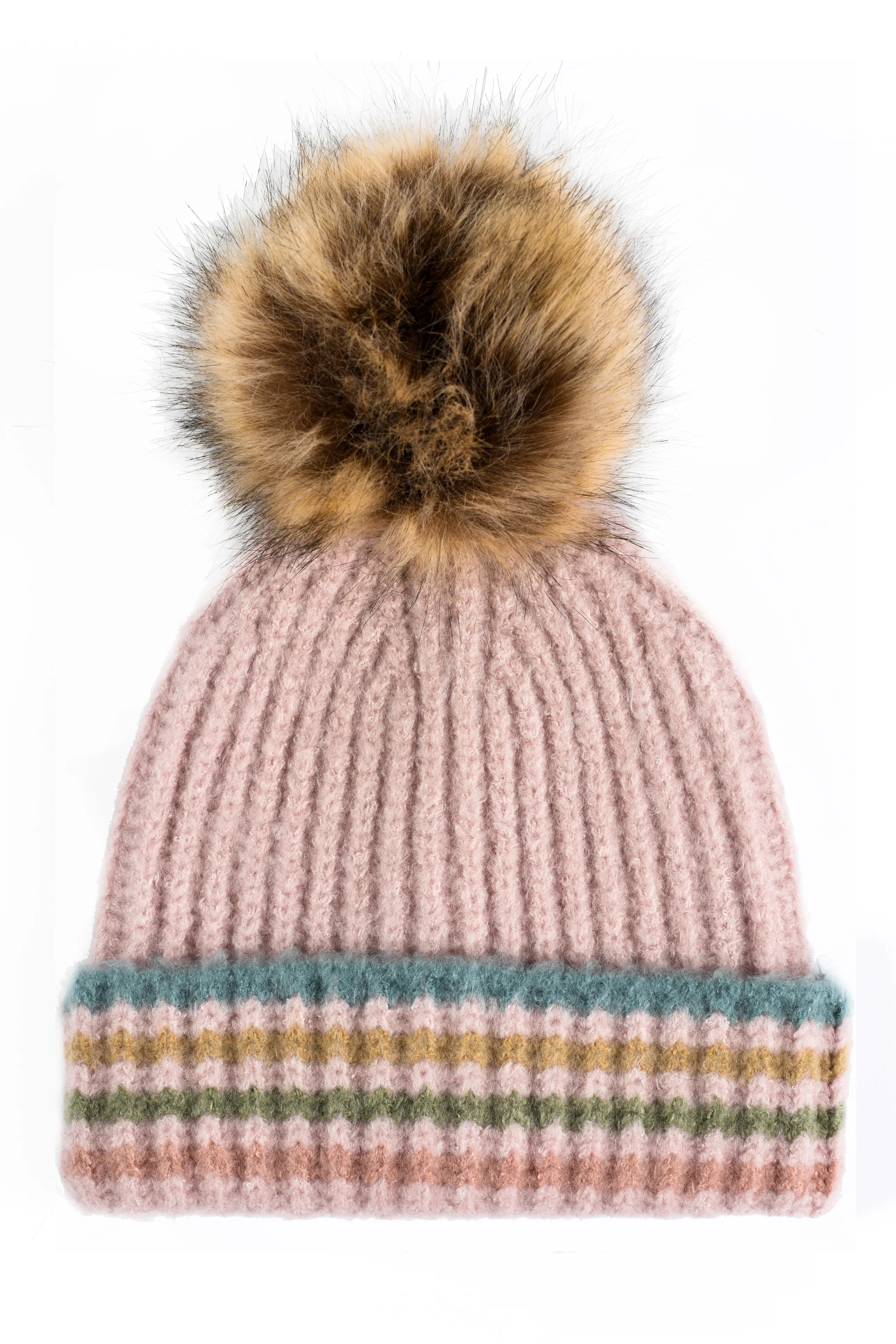 Ribbed Cuff Beanie with Pom - Image 11