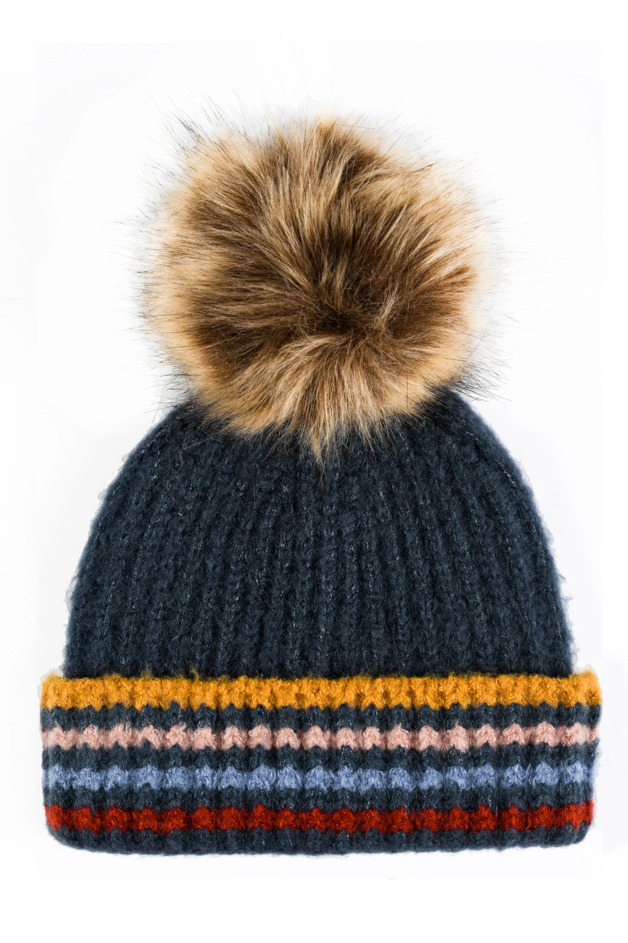 Ribbed Cuff Beanie with Pom - Image 12