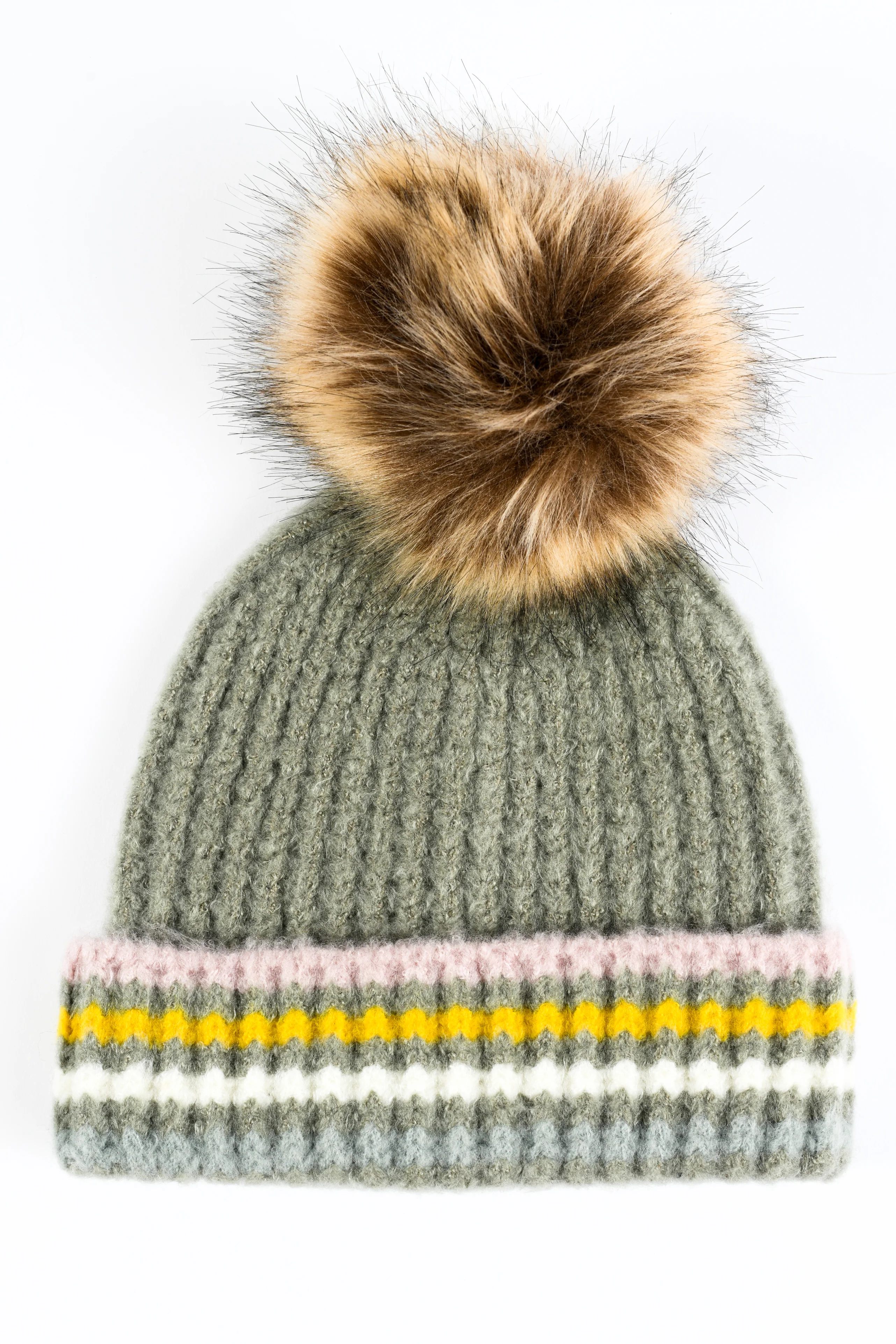 Ribbed Cuff Beanie with Pom - Image 13