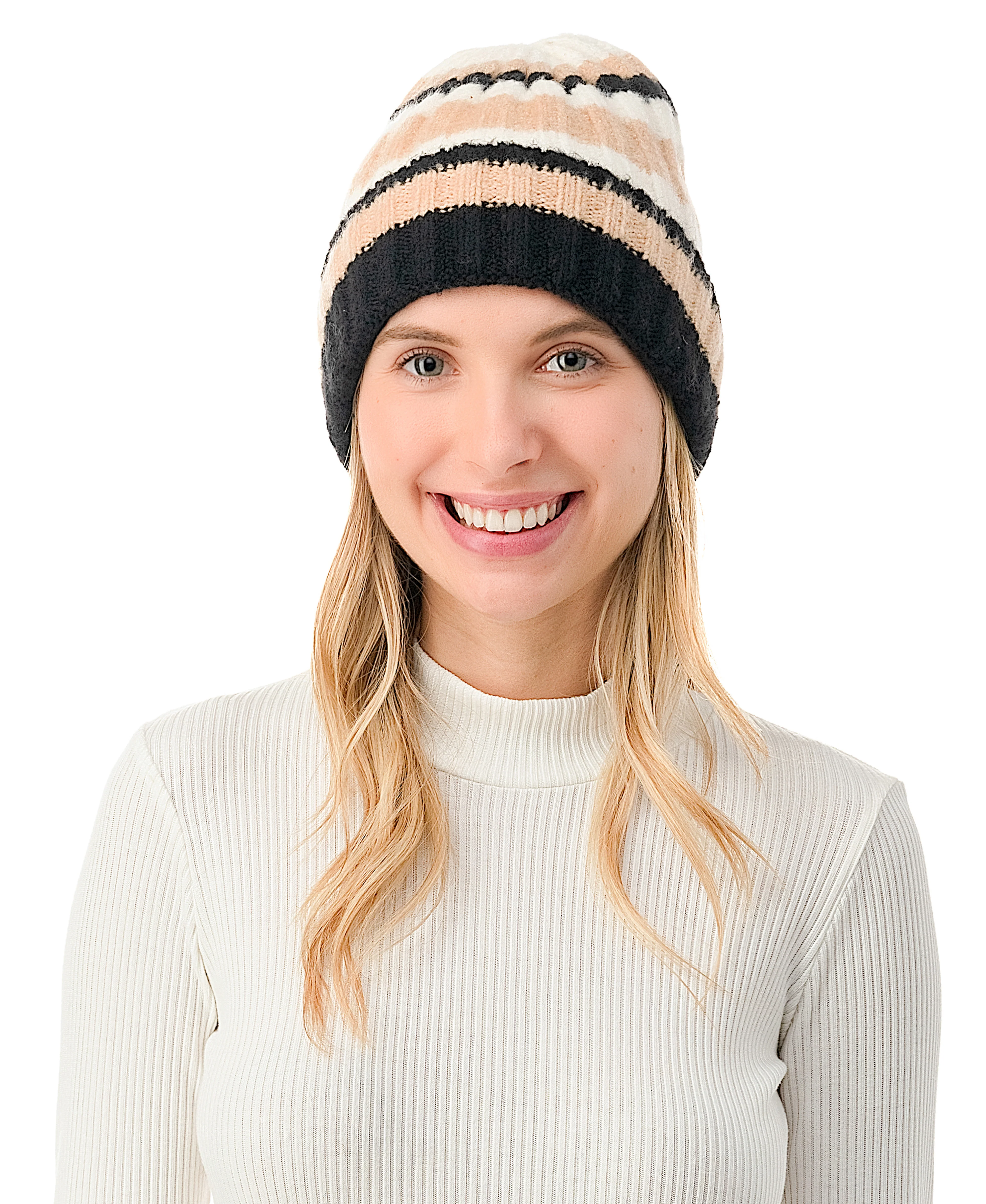 Stripe Ribbed Beanie - Image 3