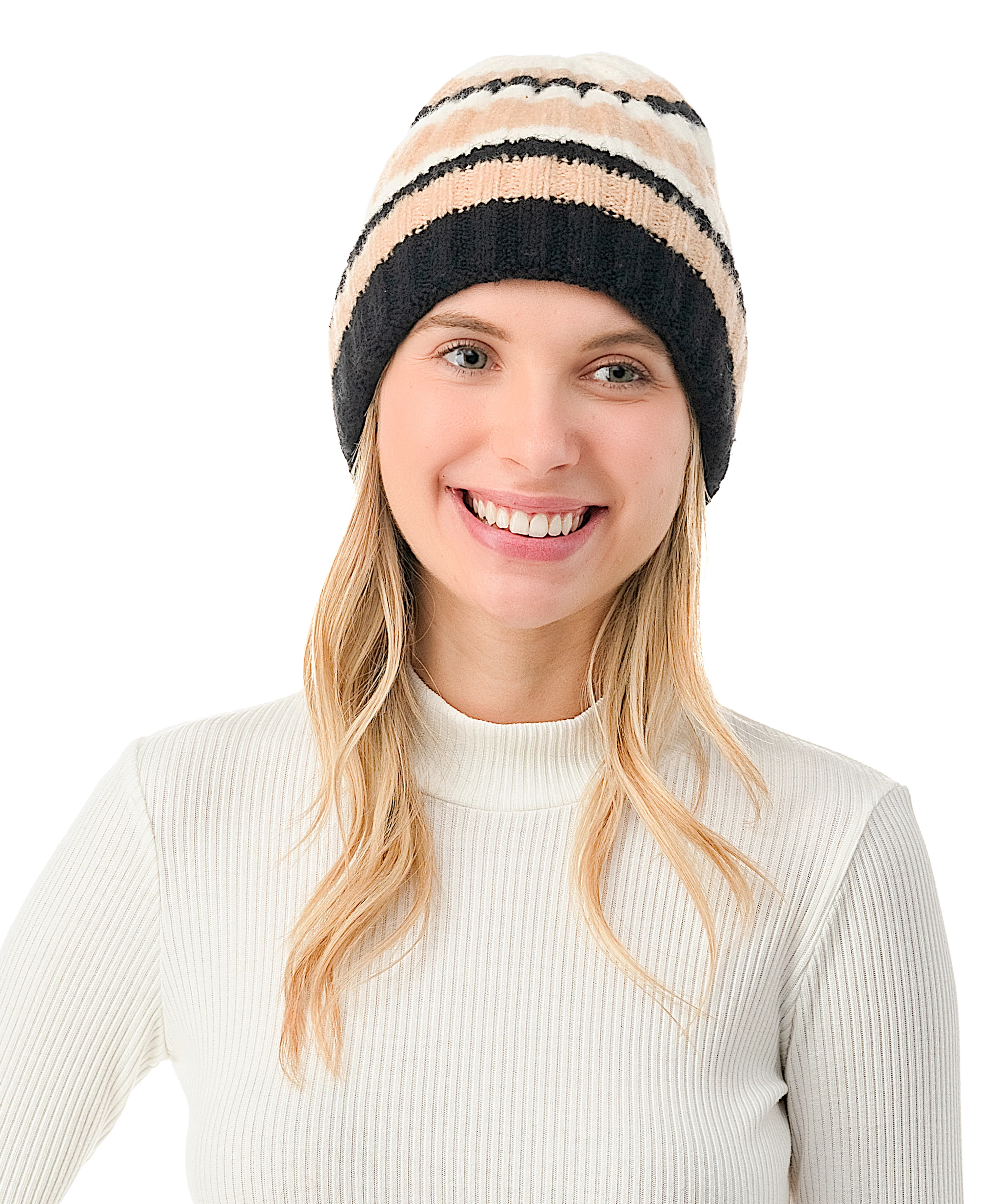 Stripe Ribbed Beanie - Image 4