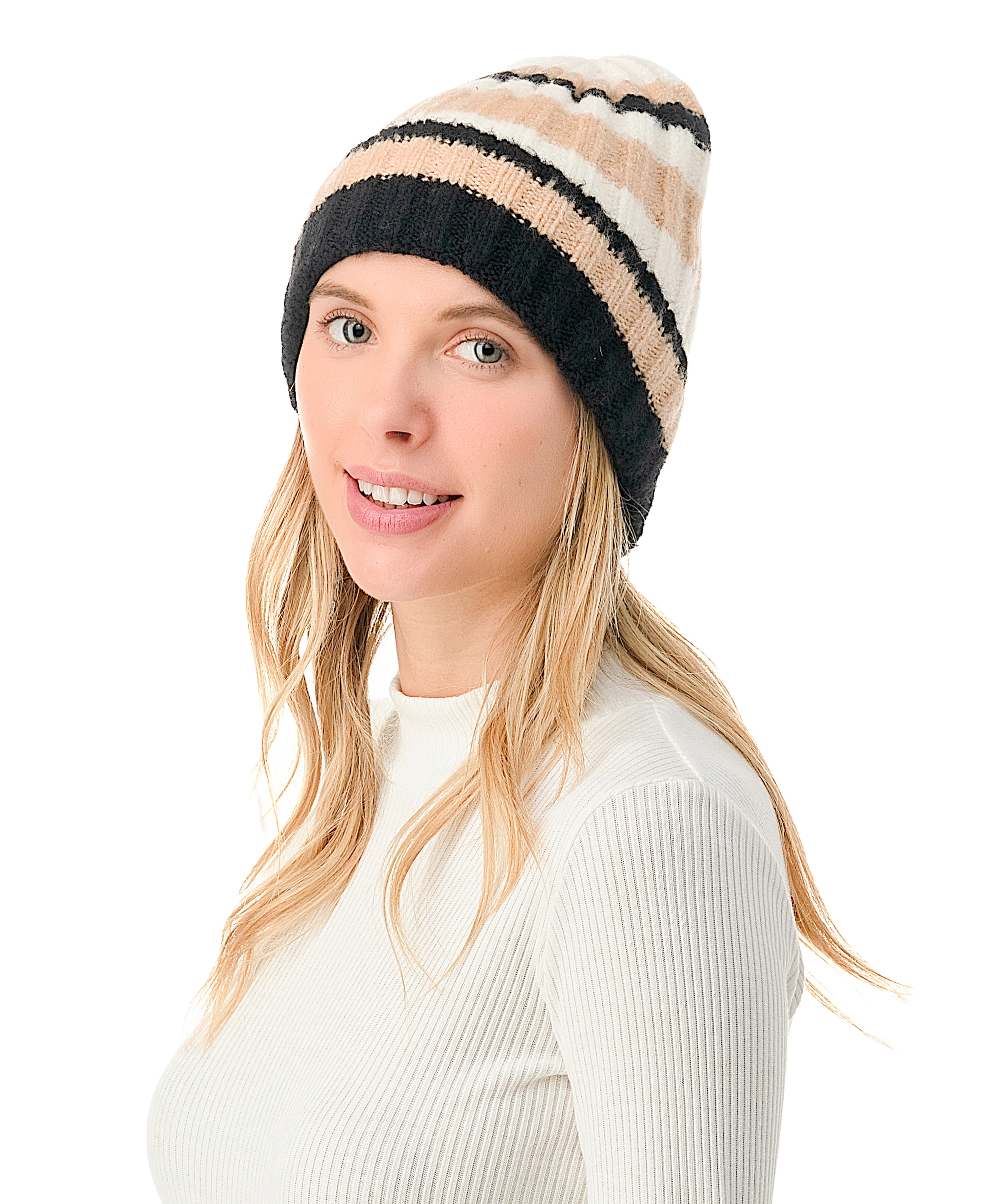 Stripe Ribbed Beanie - Image 5