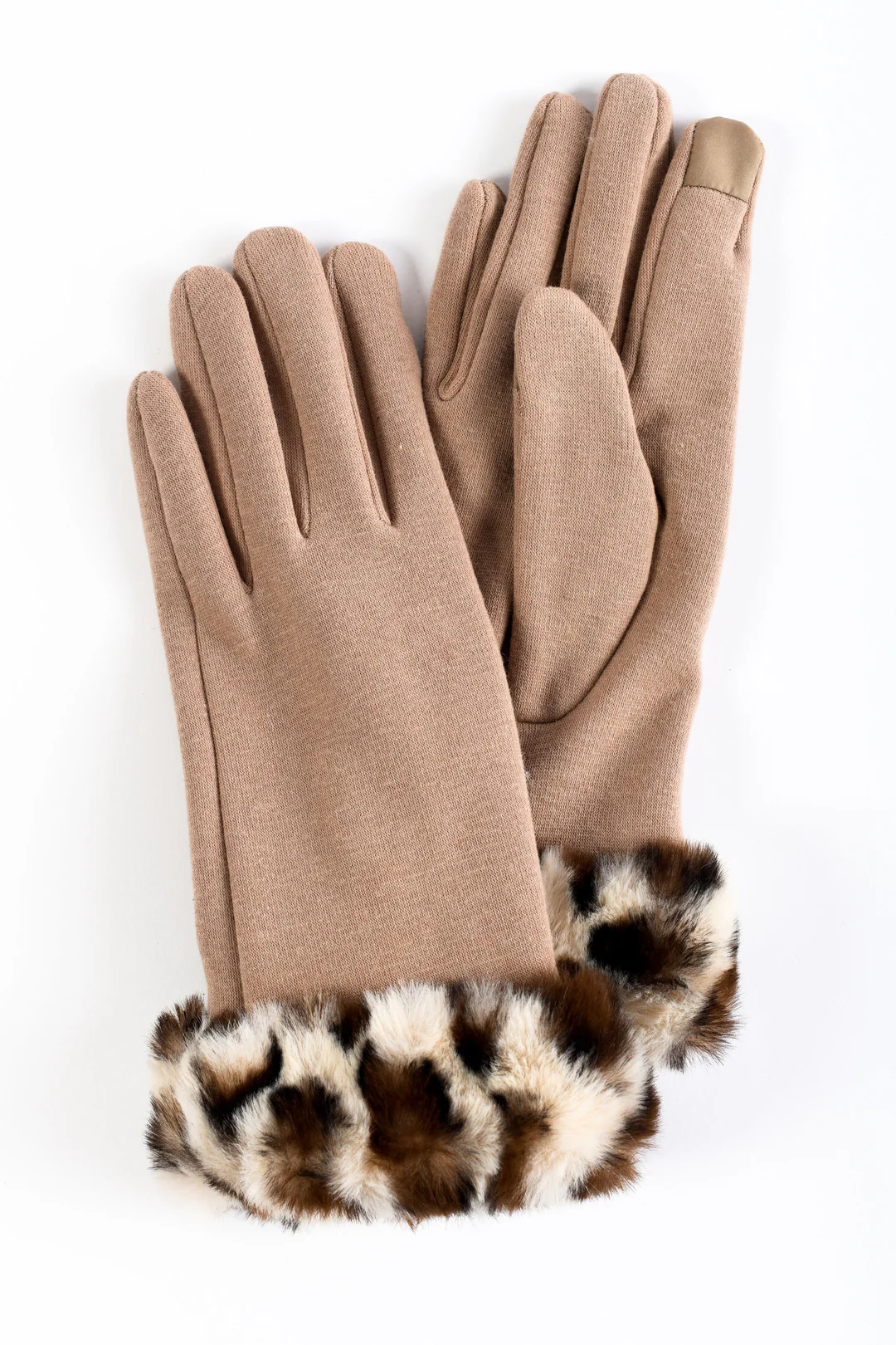 Jersey Glove with Leopard Faux Fur Cuff - Image 3