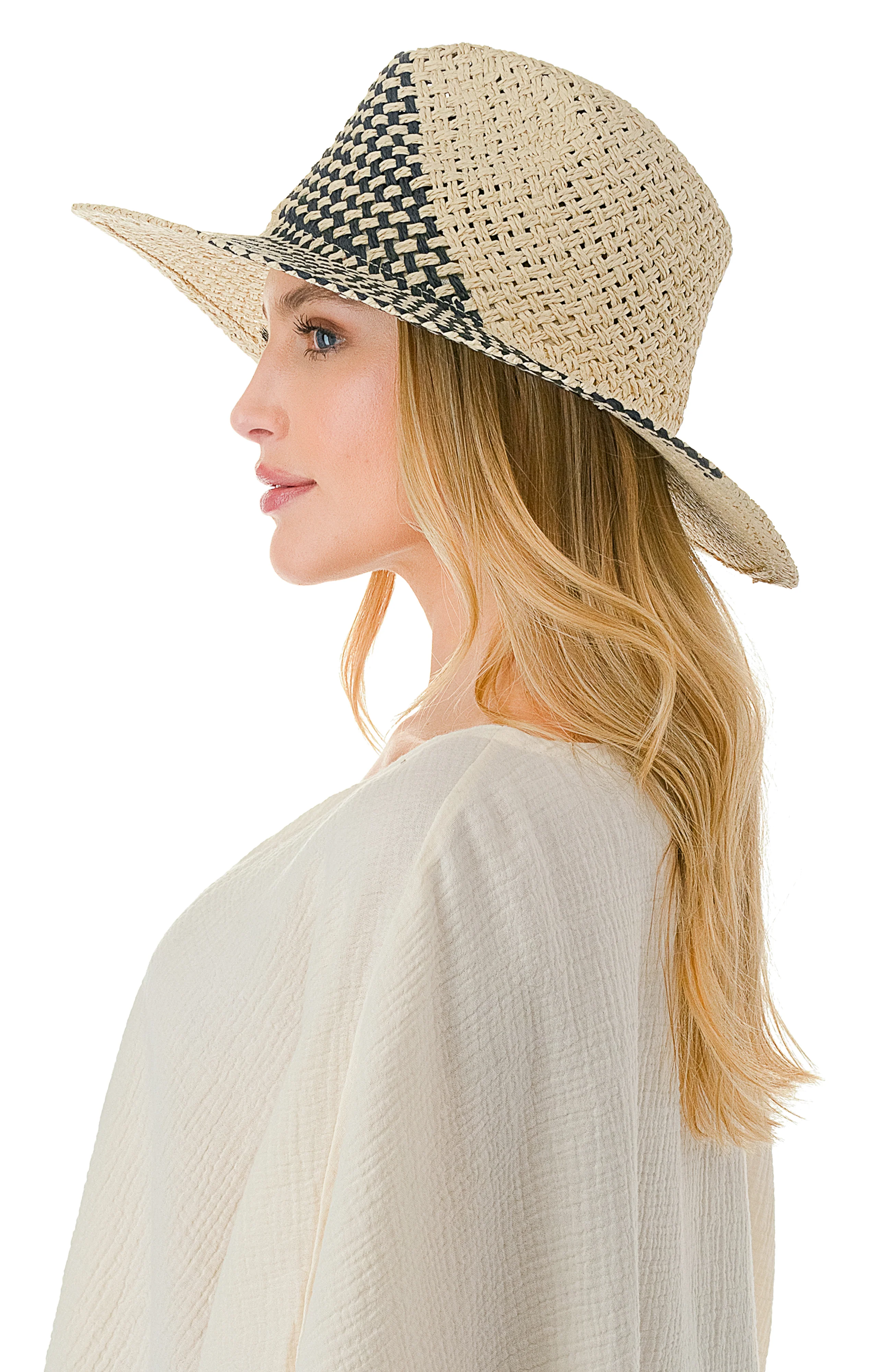 Straw Panama Hat with Color Detail - Image 3